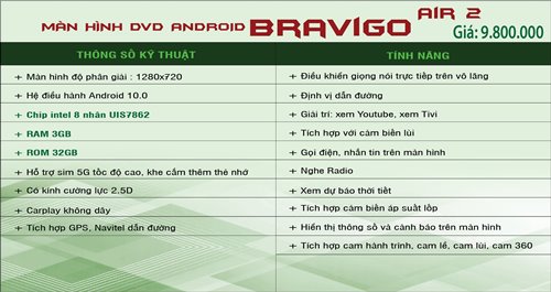 Tính năng nổi bật của Màn hình Bravigo Air 2